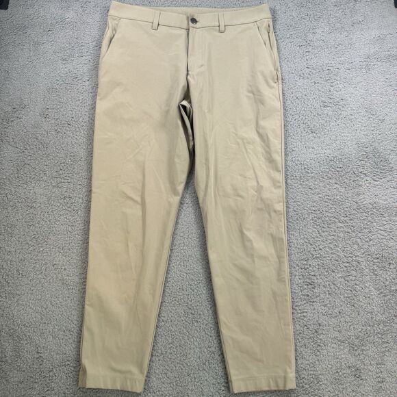 Lululemon Pants Mens 34x28 Beige Slim Fit Commission Performance Golf Casual - Picture 1 of 11